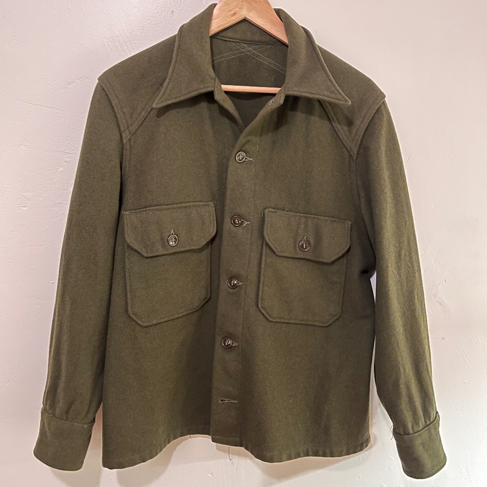 Vintage Military Style Olive Over Shirt